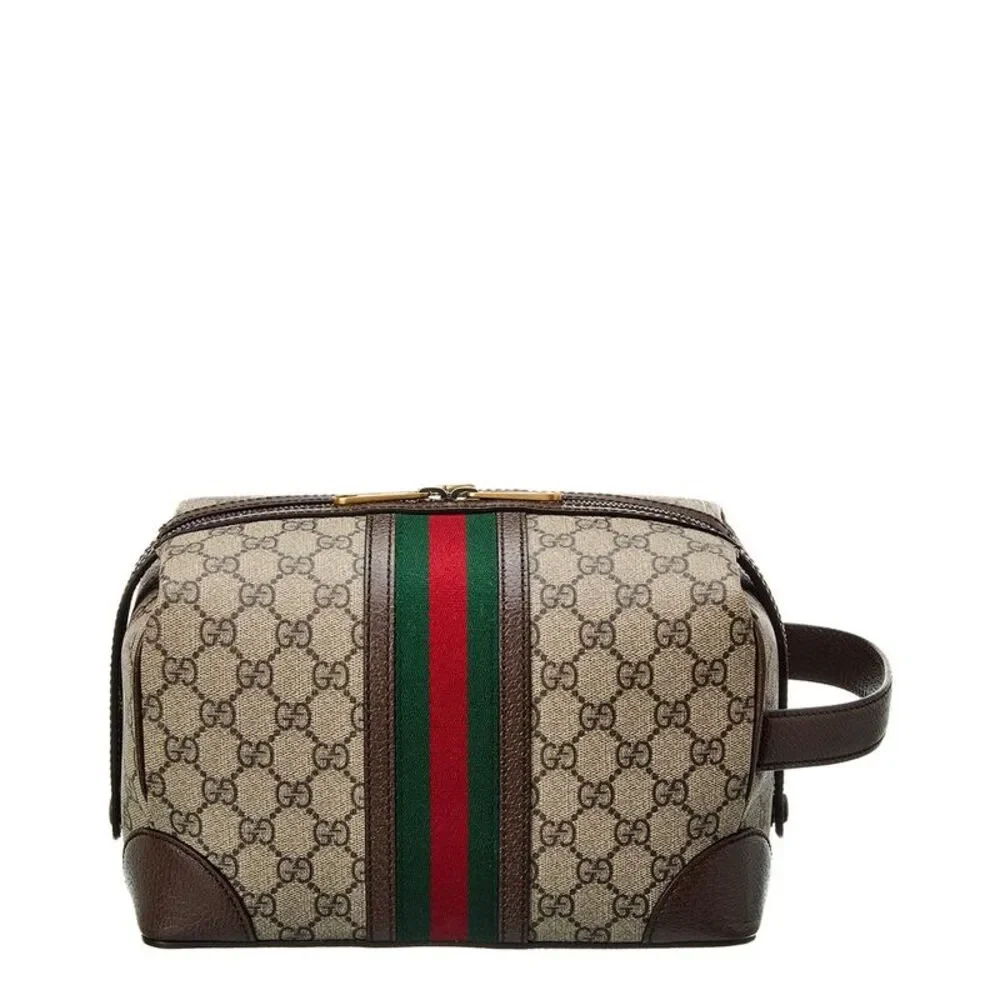 Gucci Savoy Gg Supreme Canvas & Leather Toiletry Case, Grey - Picture 2 of 4